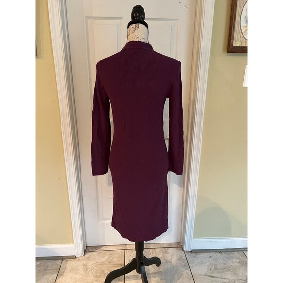 Spenser Jeremy Knit Dress Purple Ribbed Long Sleeve Bodycon Belt Career Office - Picture 6 of 9